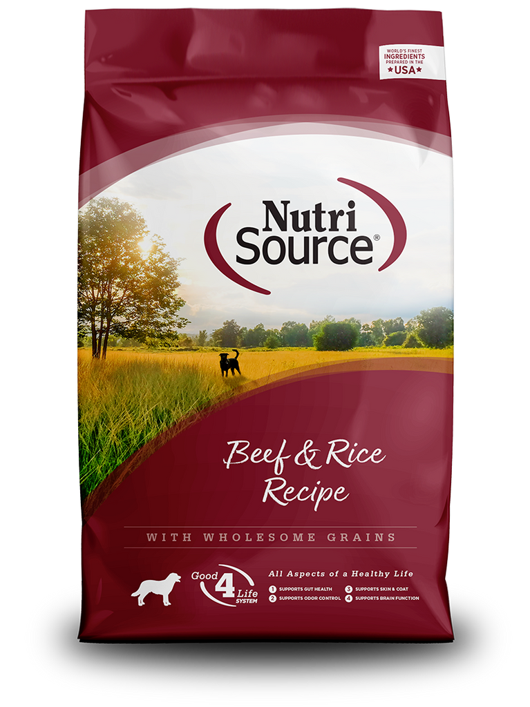 NutriSource Wholesome Grain Adult Beef & Rice Dog Food 5lb