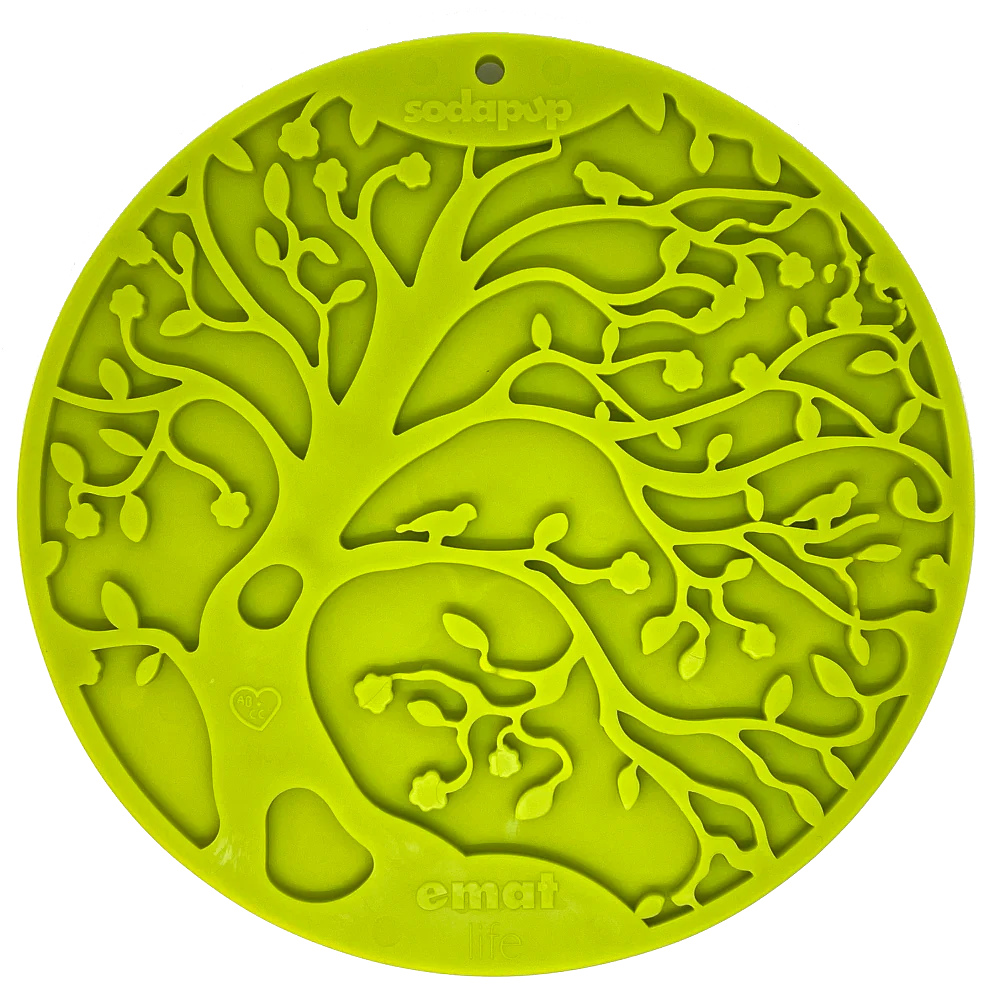 SodaPup Emat Lick Mat with Suction Cups Tree of Life Green