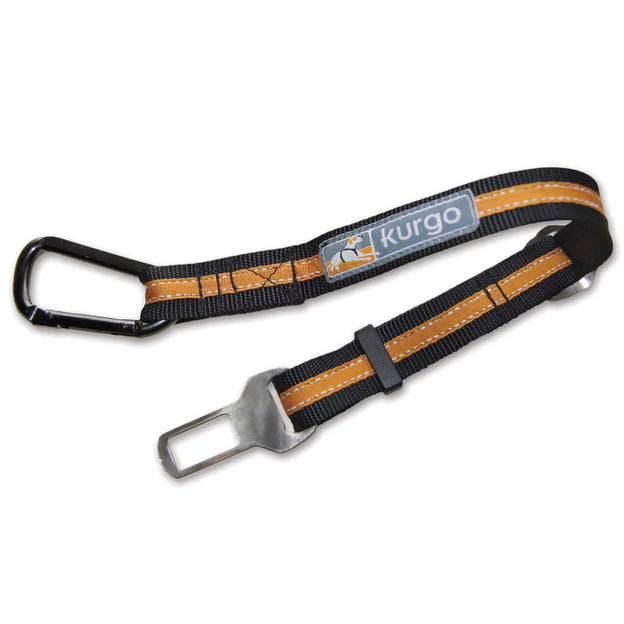 Kurgo Dog Direct to Seatbelt Tether with Carabiner Black and Orange