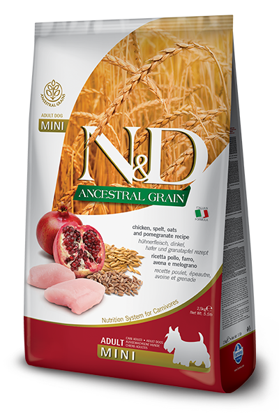 N&D ANCESTRAL GRAIN ADULT DOG CHICKEN AND POMEGRANATE MINI 5.5lb