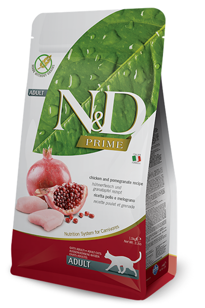 N&D PRIME GRAIN FREE ADULT CAT DRY CHICKEN AND POMEGRANATE 3.3lb