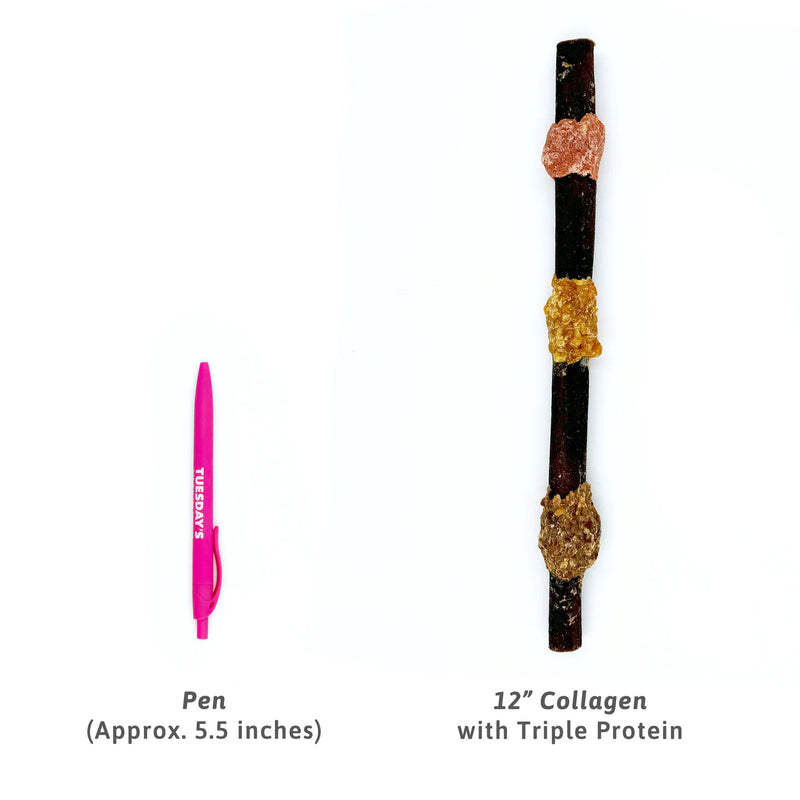 12" Collagen Stick with 3 Protein Odor Free-Four Muddy Paws