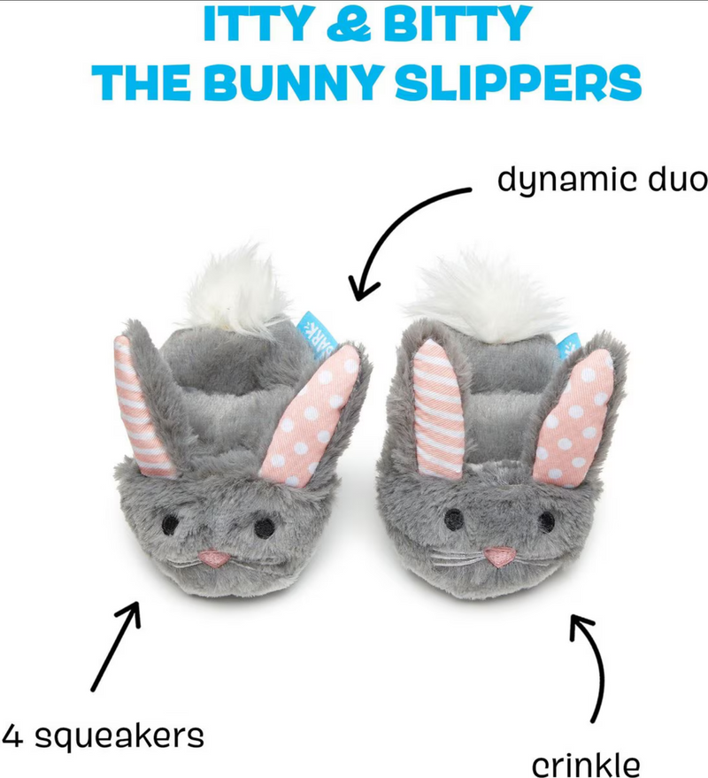 BARK Itty & Bitty the Bunny Slippers Dog Toy-Four Muddy Paws