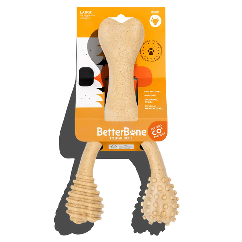 BetterBone Tough All-Natural Sustainable Chew Toy Large Beef Flavor-Four Muddy Paws