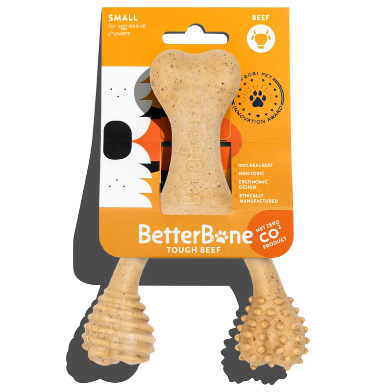 BetterBone Tough All-Natural Sustainable Chew Toy Small Beef Flavor-Four Muddy Paws