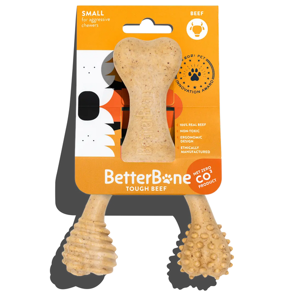 BetterBone Tough All-Natural Sustainable Chew Toy Small Beef Flavor-Four Muddy Paws