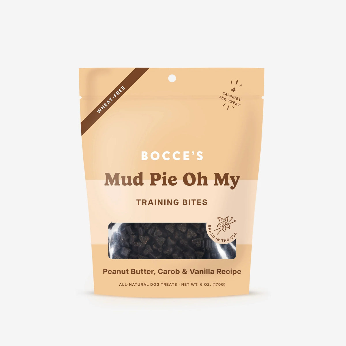 Bocce's Mud Pie Peanut Butter, Carob & Vanilla Training Treats 6oz-Four Muddy Paws