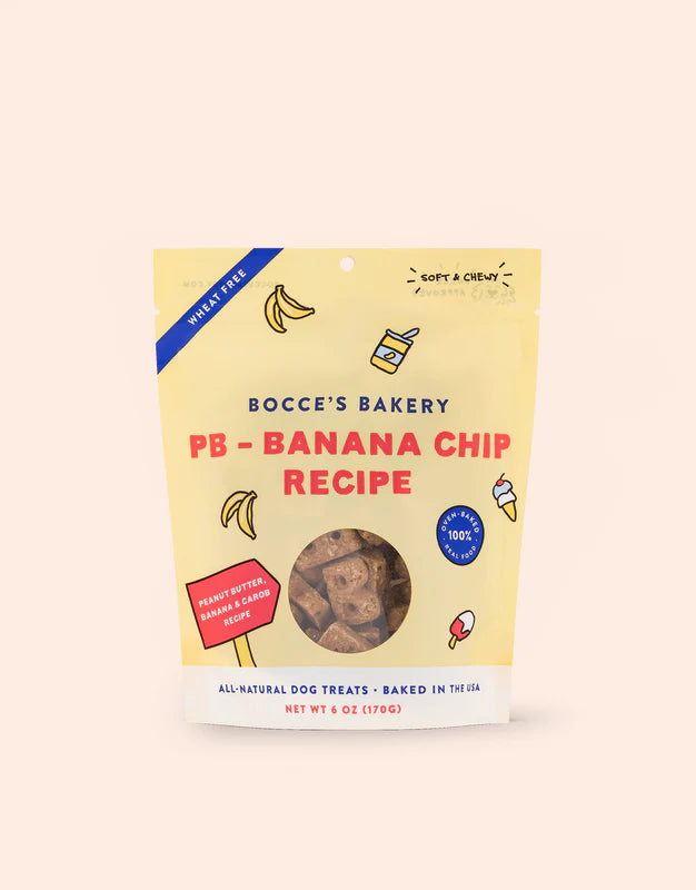 Bocce's Peanut Butter & Banana Chip Soft Dog Chews 6oz-Four Muddy Paws