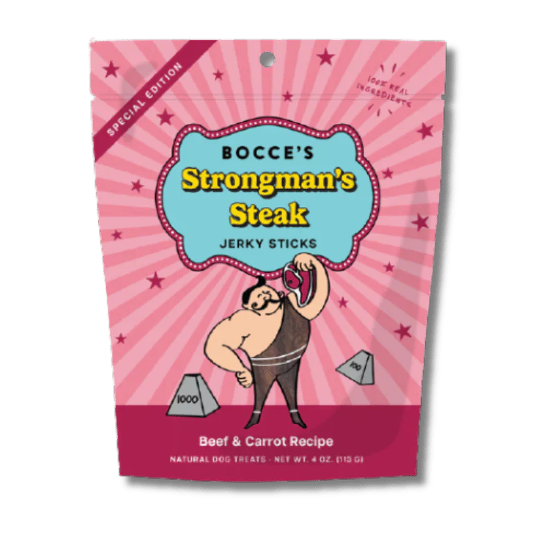 Bocce's Strongman's Steak Jerky 4oz-Four Muddy Paws