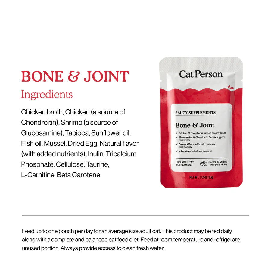 Cat Person Bone & Joint Support Supplement Chicken Pouch 1.05oz-Four Muddy Paws