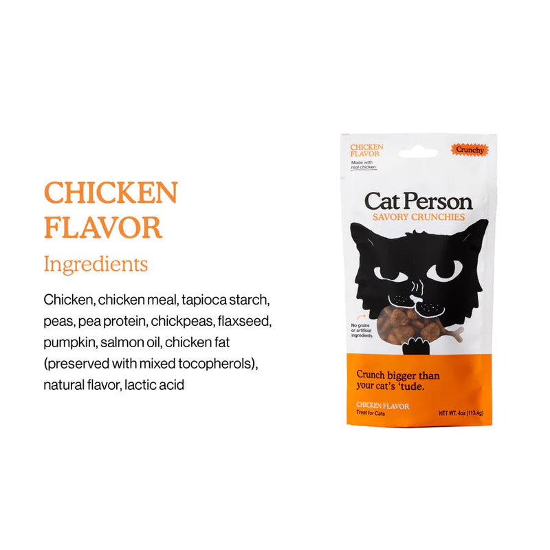 Cat Person Cat Crunchies Chicken Treat 2oz-Four Muddy Paws