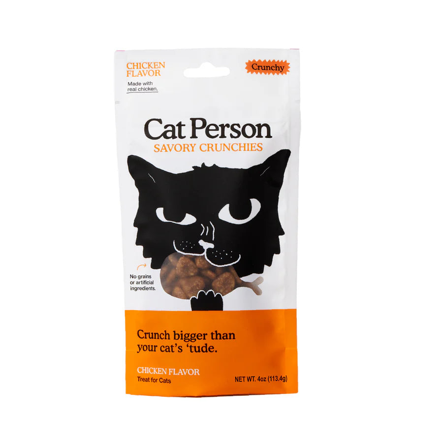 Cat Person Cat Crunchies Chicken Treat 2oz-Four Muddy Paws