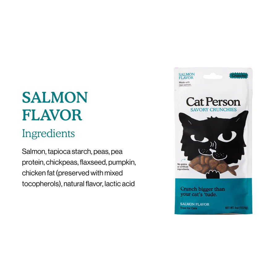 Cat Person Cat Crunchies Salmon Treat 2oz-Four Muddy Paws