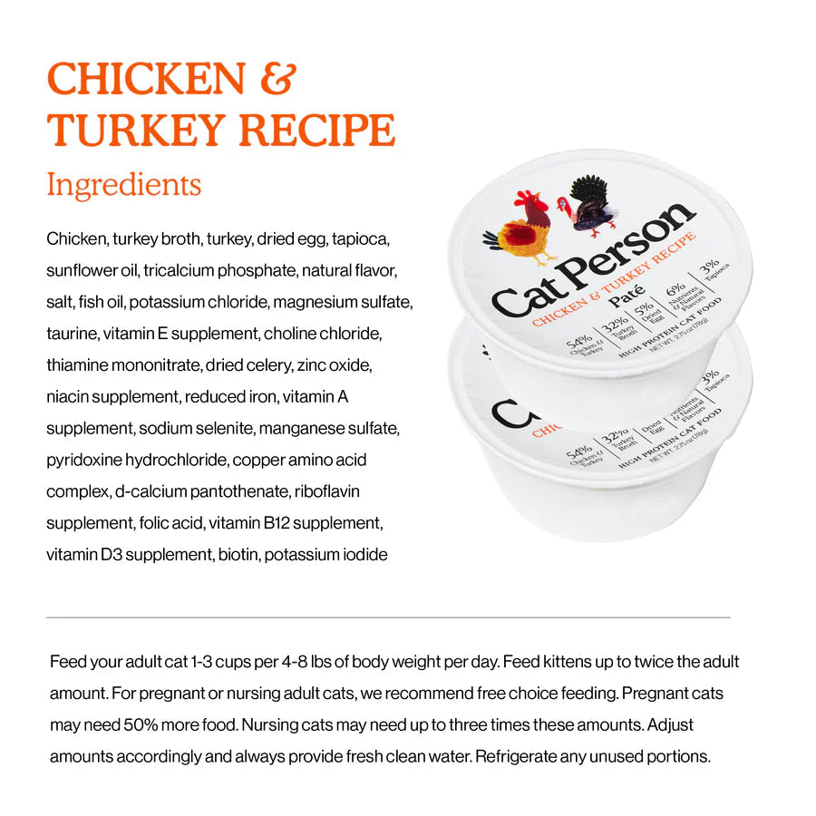 Cat Person Chicken & Turkey Paté Cat Cup 2.75oz-Four Muddy Paws