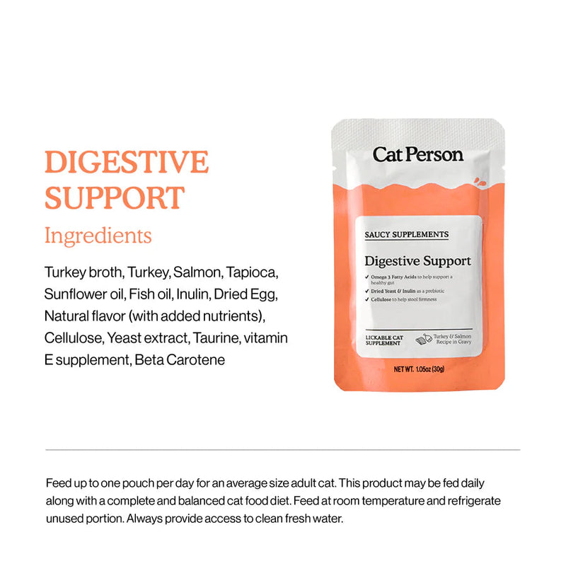 Cat Person Digestive Support Supplement Turkey Pouch 1.05oz-Four Muddy Paws