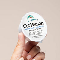 Cat Person Salmon & Mackerel Shreds in Broth Cat Cup 2.75oz-Four Muddy Paws