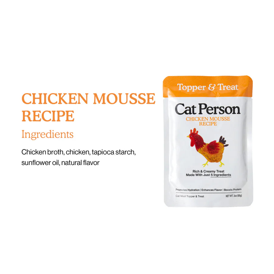 Cat Person Topper Chicken Mousse Cat Pouch 3oz-Four Muddy Paws