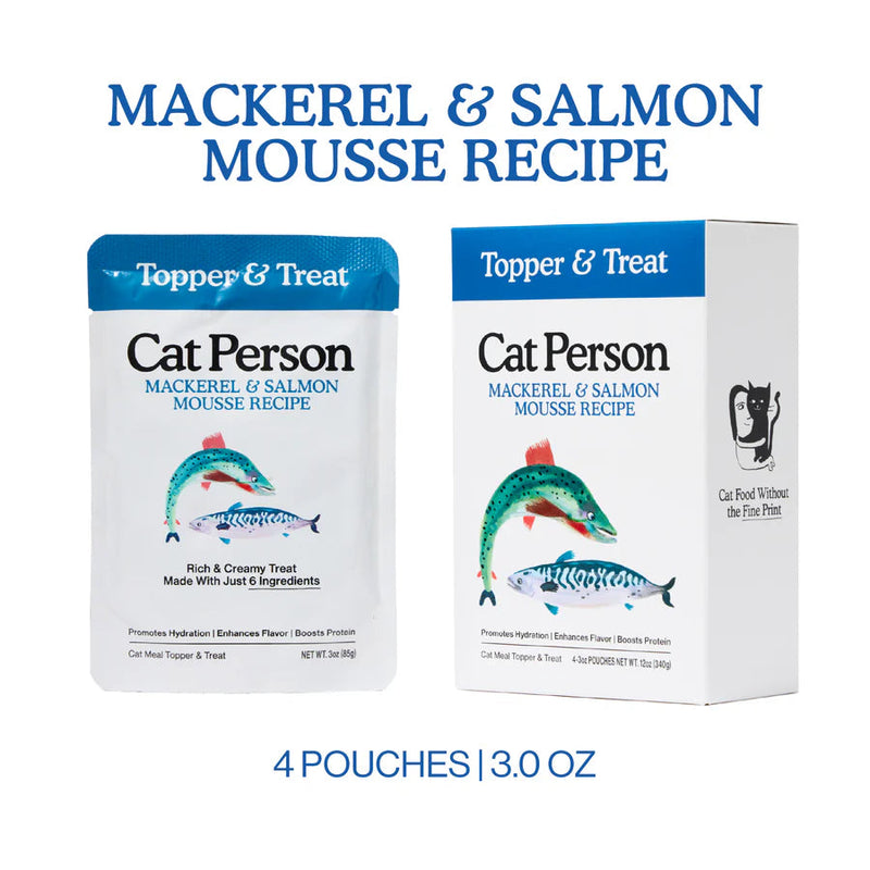 Cat Person Topper Mackerel & Salmon Mousse Cat Pouch 3oz-Four Muddy Paws