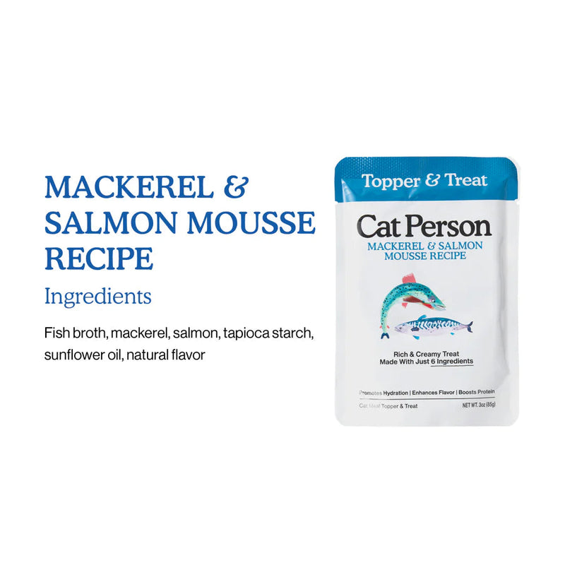 Cat Person Topper Mackerel & Salmon Mousse Cat Pouch 3oz-Four Muddy Paws