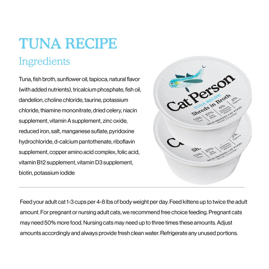 Cat Person Tuna Shreds in Broth Cat Cup 2.75oz-Four Muddy Paws