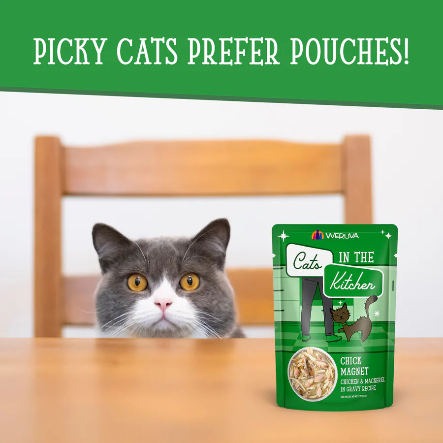 Cats in the Kitchen Pouches Chick Magnet 3oz Pouch-Four Muddy Paws