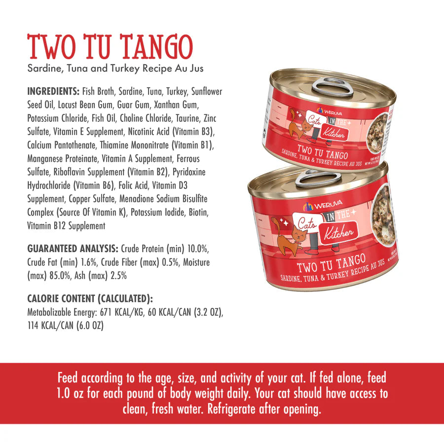 Cats in the Kitchen Two tu Tango 3.2oz Can-Four Muddy Paws
