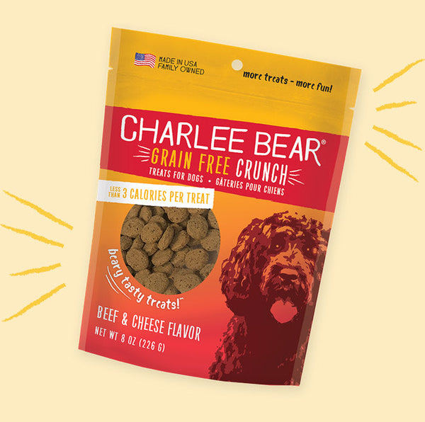 Charlee Bear Grain Free Bear Crunch Beef Liver & Cheese Treats 8oz-Four Muddy Paws