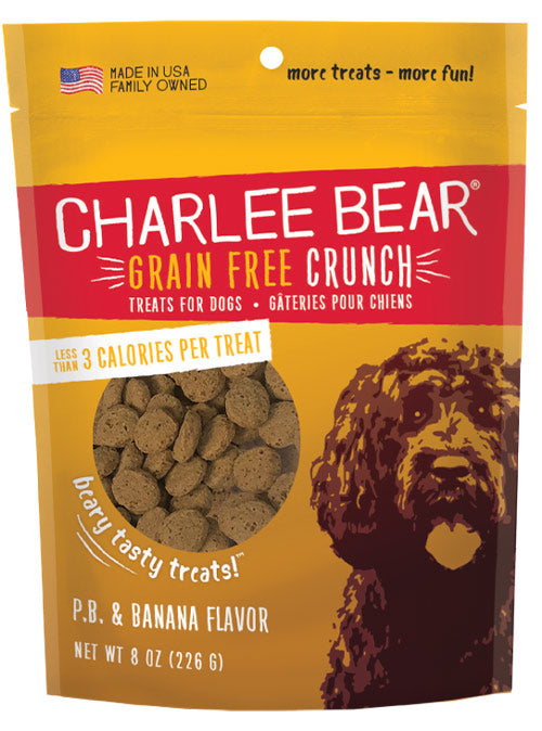 Charlee Bear Grain Free Bear Crunch PB & Banana Treats 8oz-Four Muddy Paws