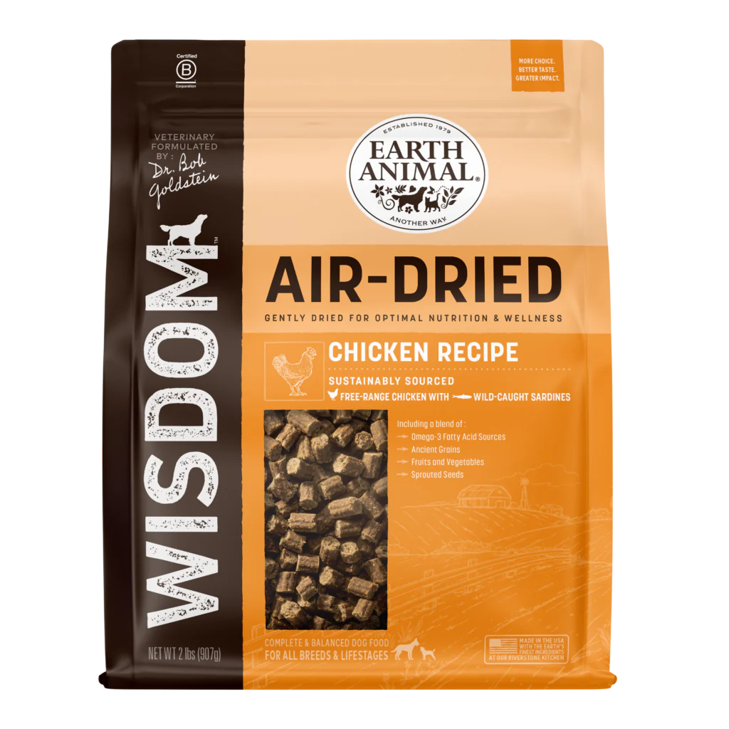 Earth Animal Air Dried Wisdom Chicken Dog Food 2lbs-Four Muddy Paws