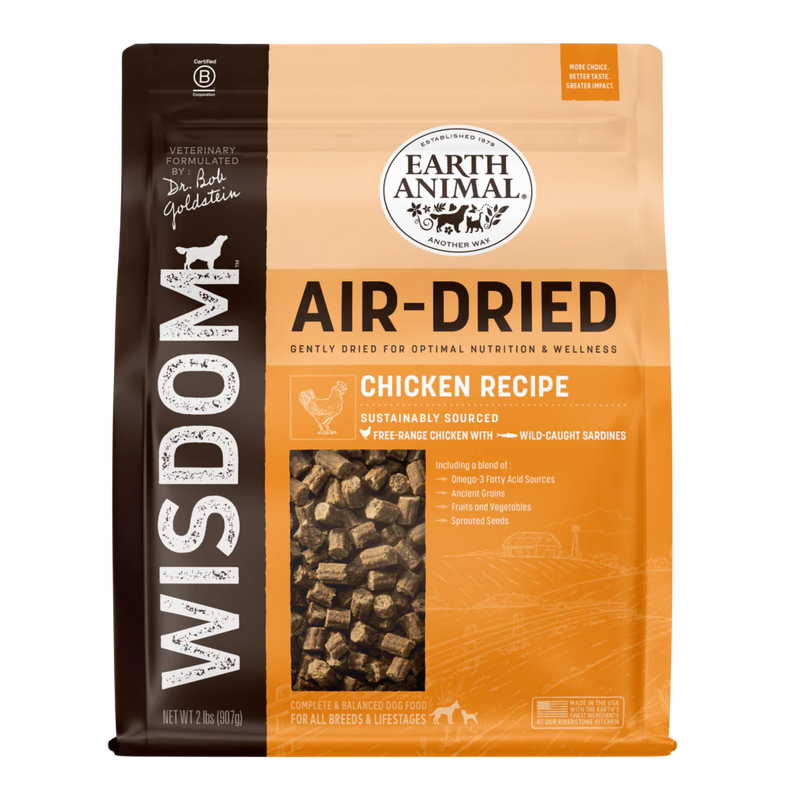 Earth Animal Air Dried Wisdom Chicken Dog Food 2lbs-Four Muddy Paws