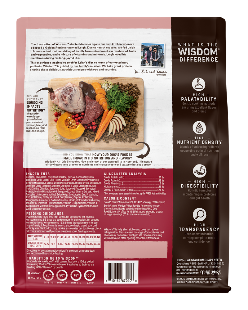 Earth Animal Air Dried Wisdom From the Land Dog Food 2lbs-Four Muddy Paws