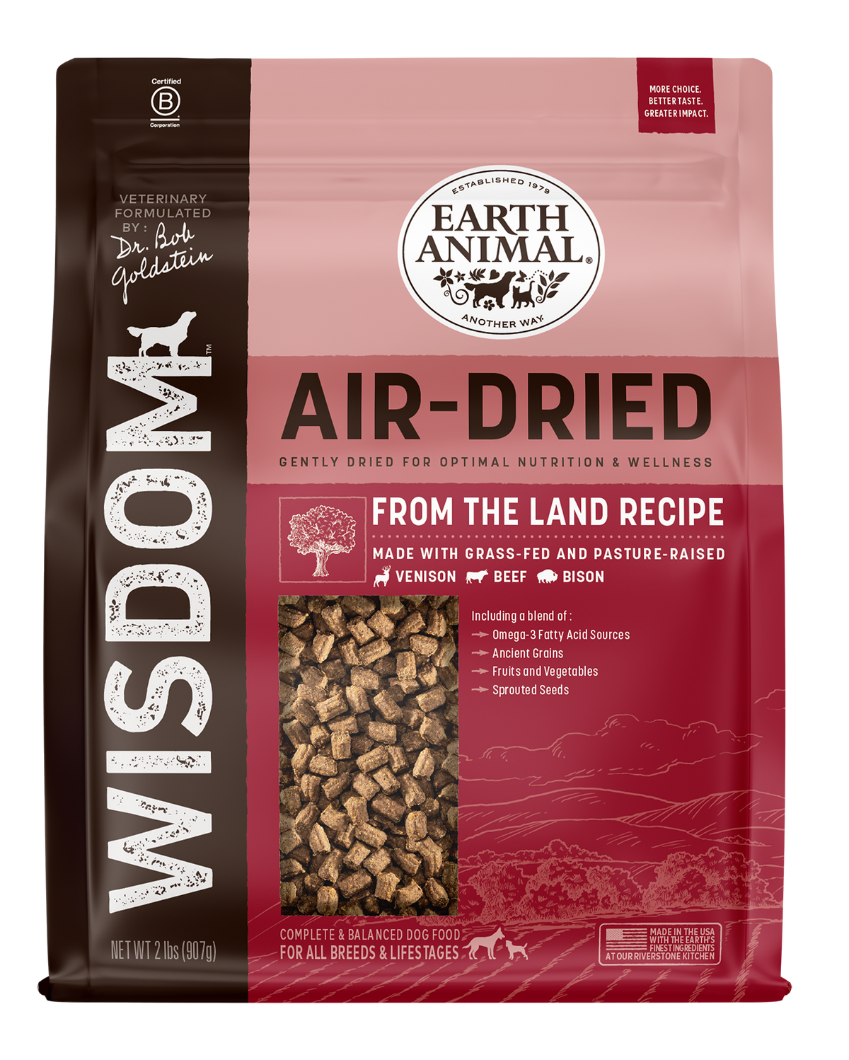 Earth Animal Air Dried Wisdom From the Land Dog Food 2lbs-Four Muddy Paws