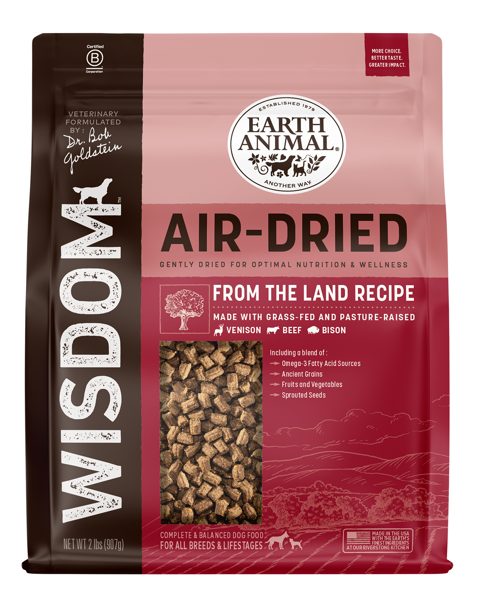 Earth Animal Air Dried Wisdom From the Land Dog Food 2lbs-Four Muddy Paws