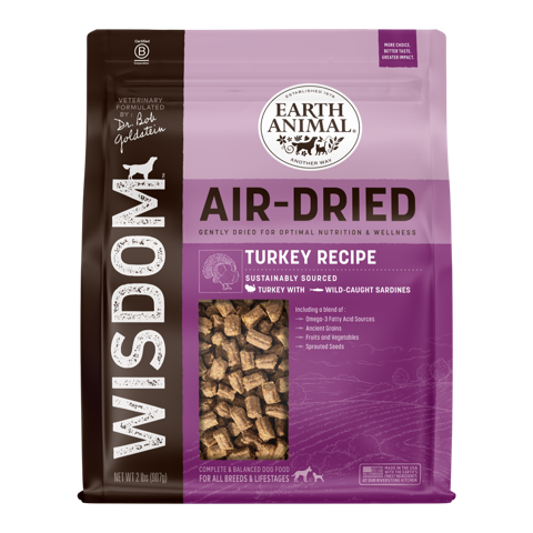 Earth Animal Air Dried Wisdom Turkey Dog Food 2lbs-Four Muddy Paws