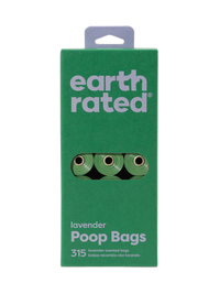 Earth Rated Poop Bags Bulk 21 Lavendar Scented Refill Rolls 315ct-Four Muddy Paws
