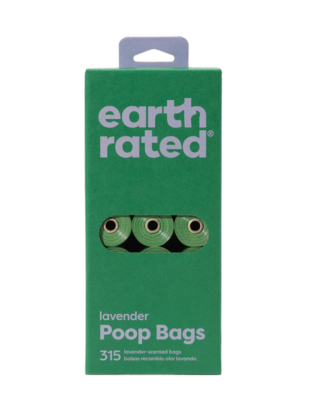 Earth Rated Poop Bags Bulk 21 Lavendar Scented Refill Rolls 315ct-Four Muddy Paws