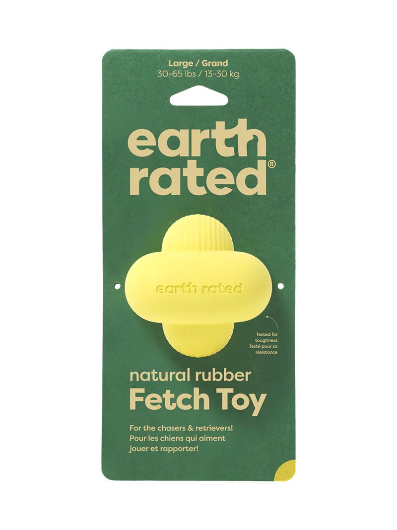 Earth Rated Yellow Rubber Dog Fetch Toy Large-Four Muddy Paws