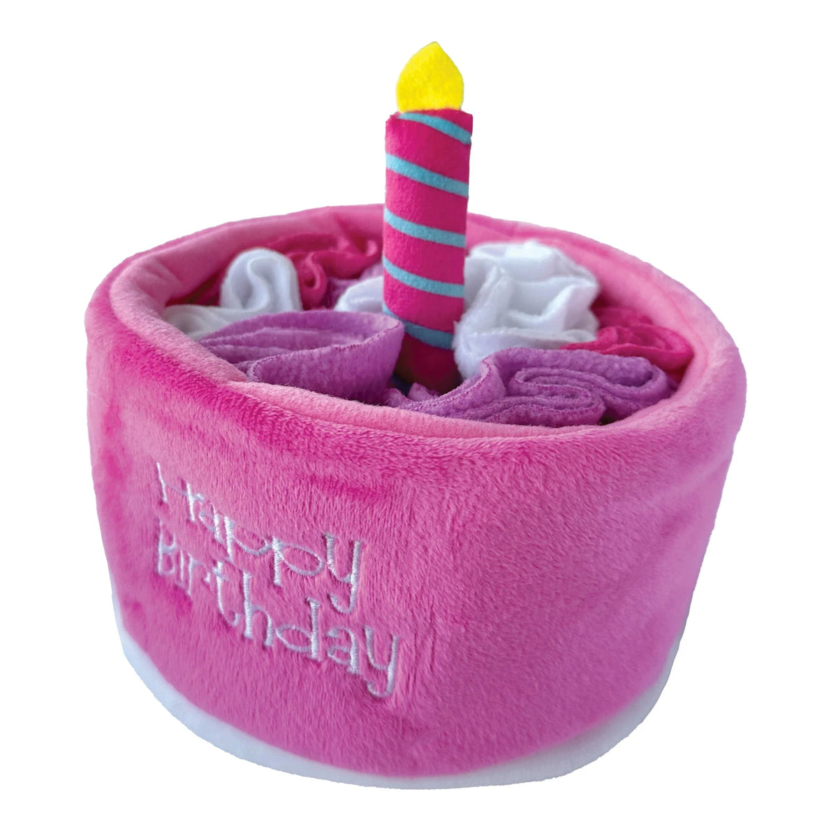 FouFIT Birthday Cake Snuffle w/ Hidden Squeaker Dog Toy Pink-Four Muddy Paws