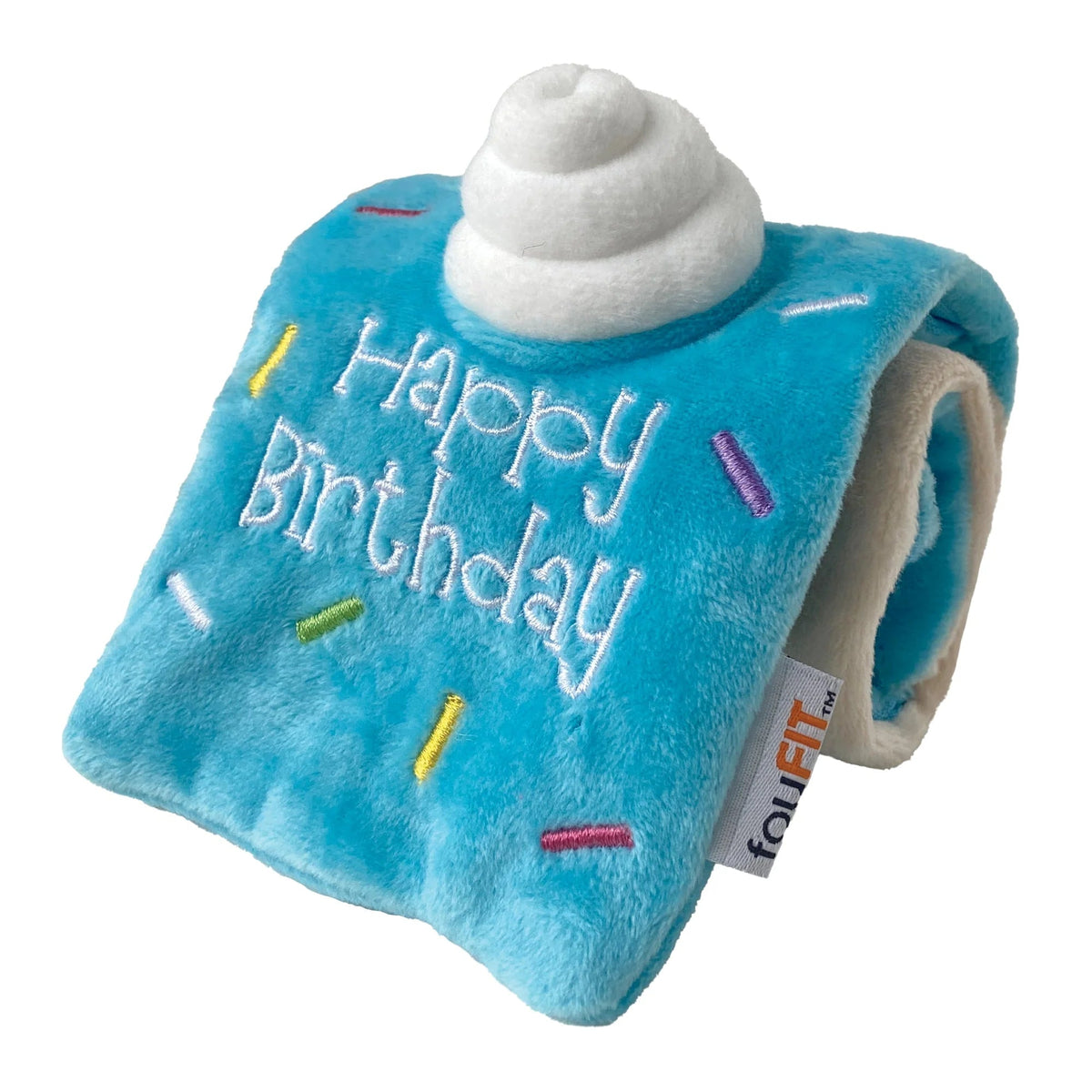 FouFIT Hide 'n Seek Birthday Roll Cake Dog Toy Small Blue-Four Muddy Paws