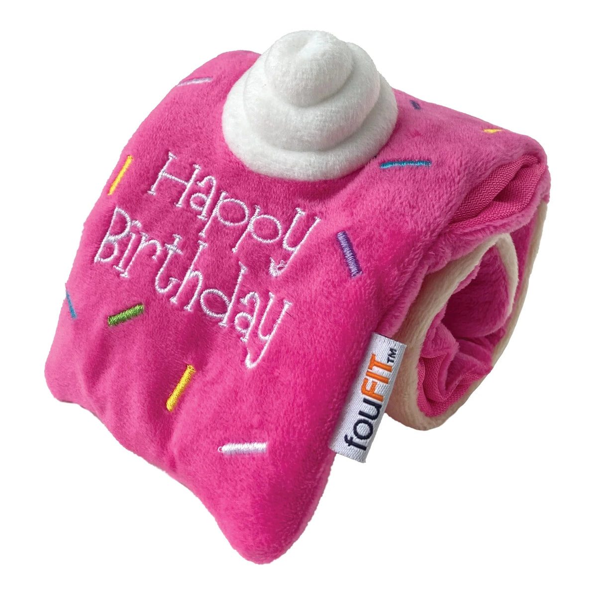 FouFIT Hide 'n Seek Birthday Roll Cake Dog Toy Small Pink-Four Muddy Paws