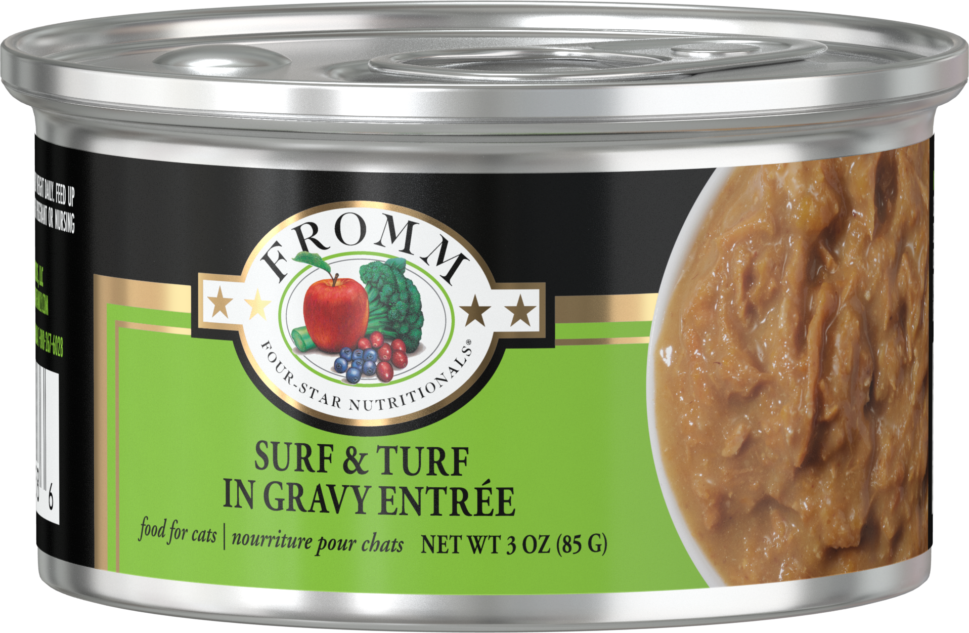 Fromm Shredded Surf & Turf in Gravy Entree Cat Can 3oz-Four Muddy Paws