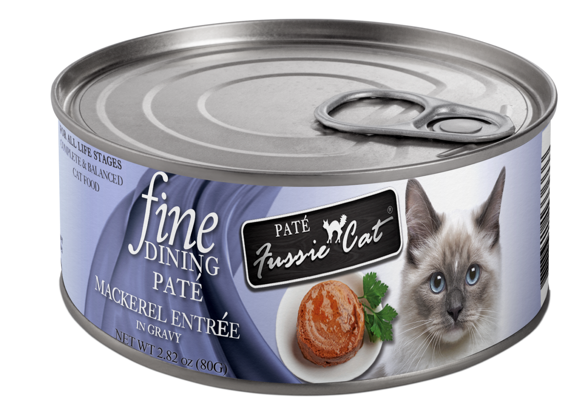 Fussie Cat Fine Dining Pate Mackerel Can 2.82oz-Four Muddy Paws