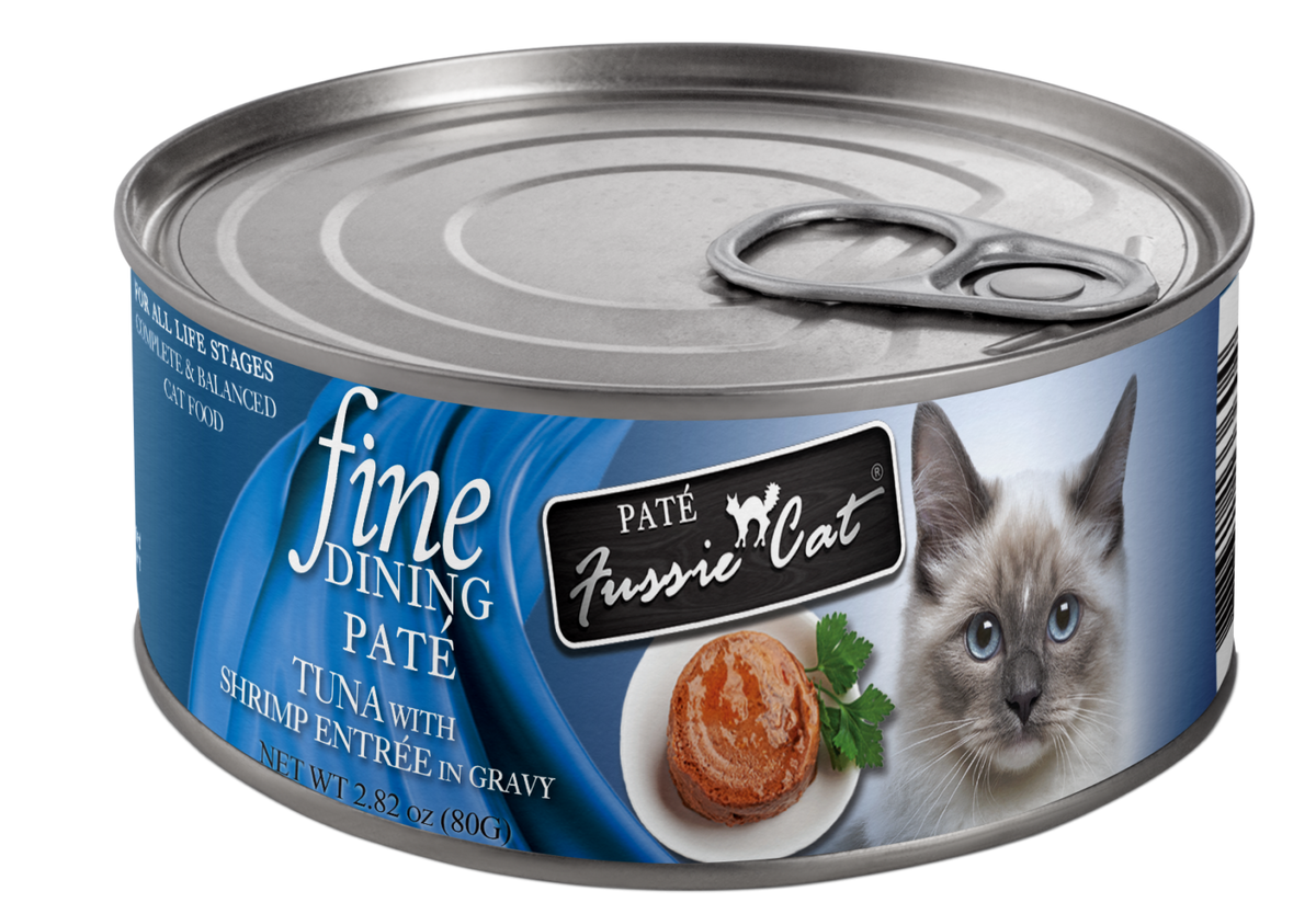 Fussie Cat Fine Dining Pate Tuna & Shrimp Can 2.82oz-Four Muddy Paws