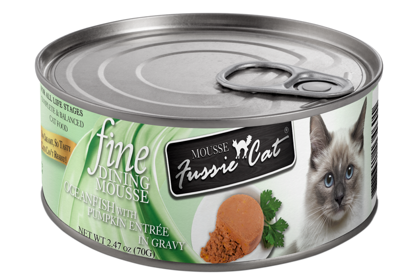 Fussie Cat Fine Mousse Oceanfish with Pumpkin Can 2.47oz-Four Muddy Paws