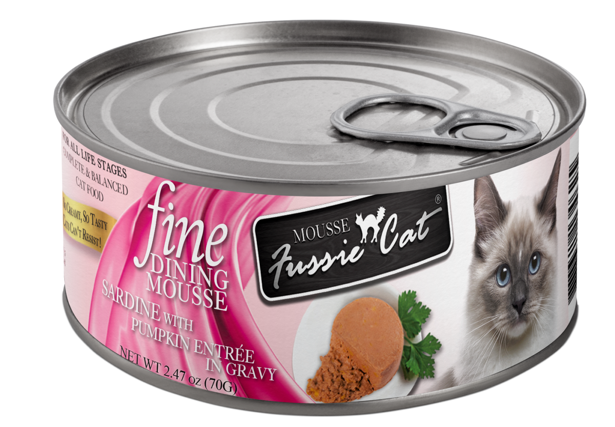Fussie Cat Fine Mousse Sardine with Pumpkin Can 2.47oz-Four Muddy Paws