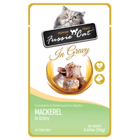 Fussie Cat Premium Mackerel in Gravy Pouch 2.47oz-Four Muddy Paws