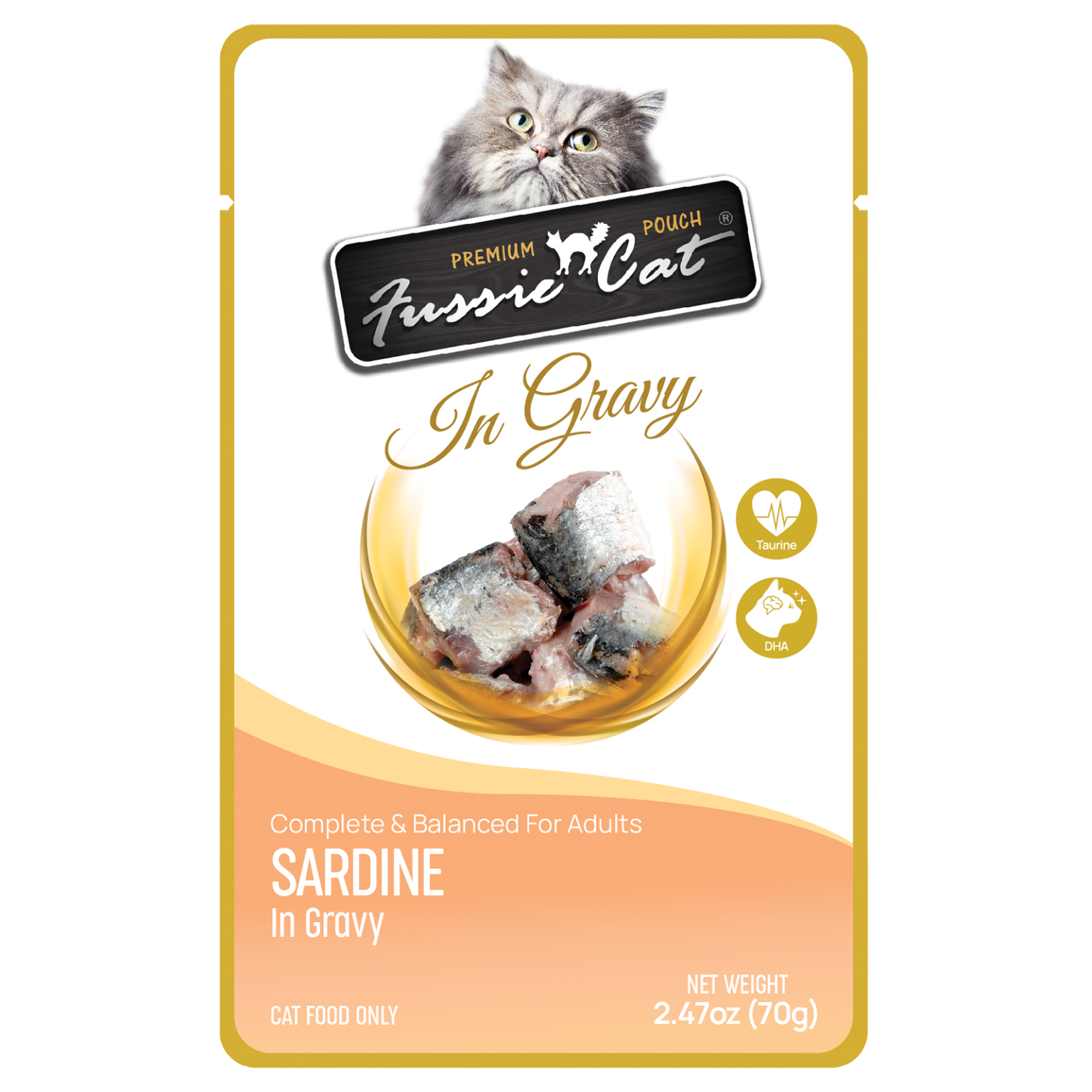 Fussie Cat Premium Sardine in Gravy Pouch 2.47oz-Four Muddy Paws