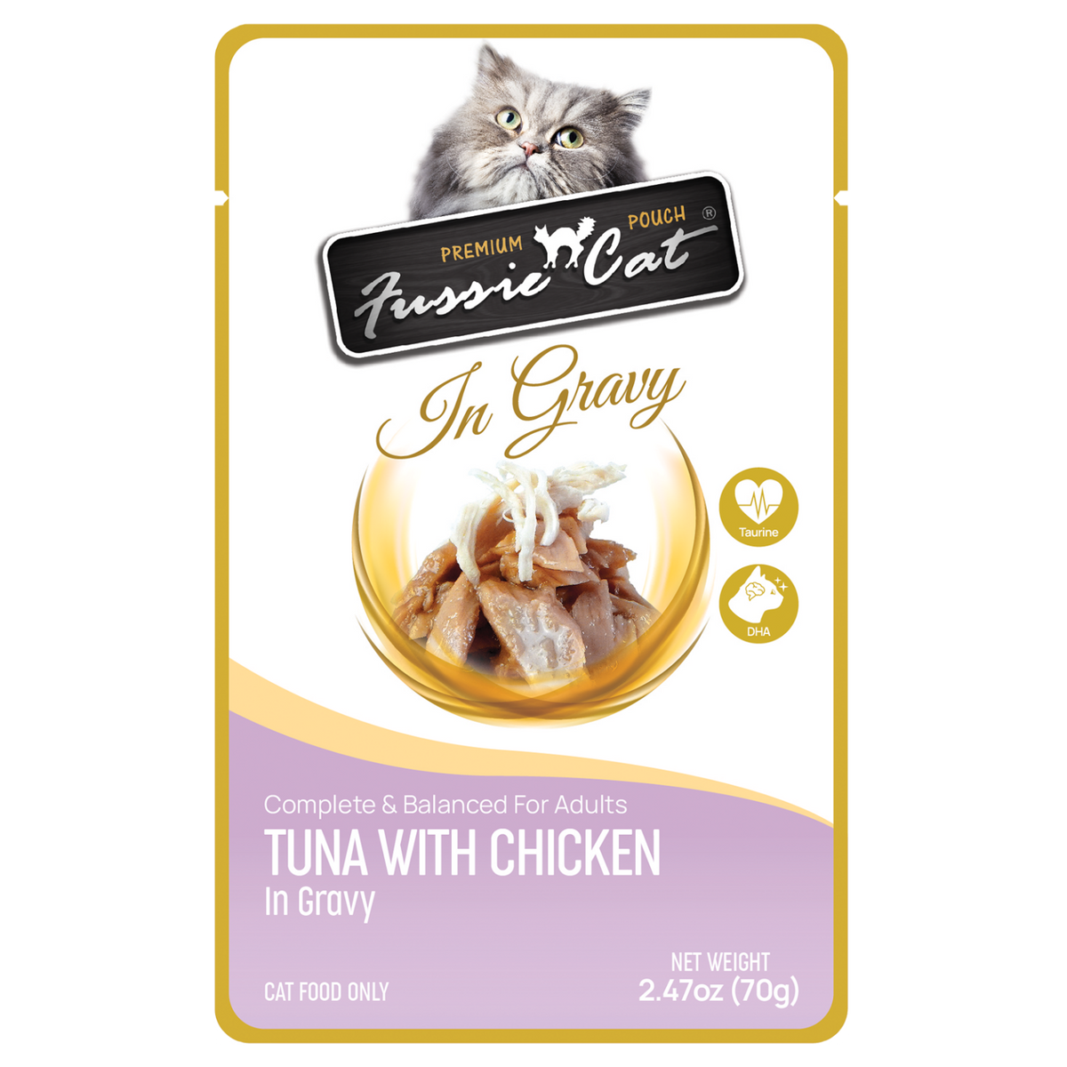 Fussie Cat Premium Tuna & Chicken in Gravy Pouch 2.47oz-Four Muddy Paws