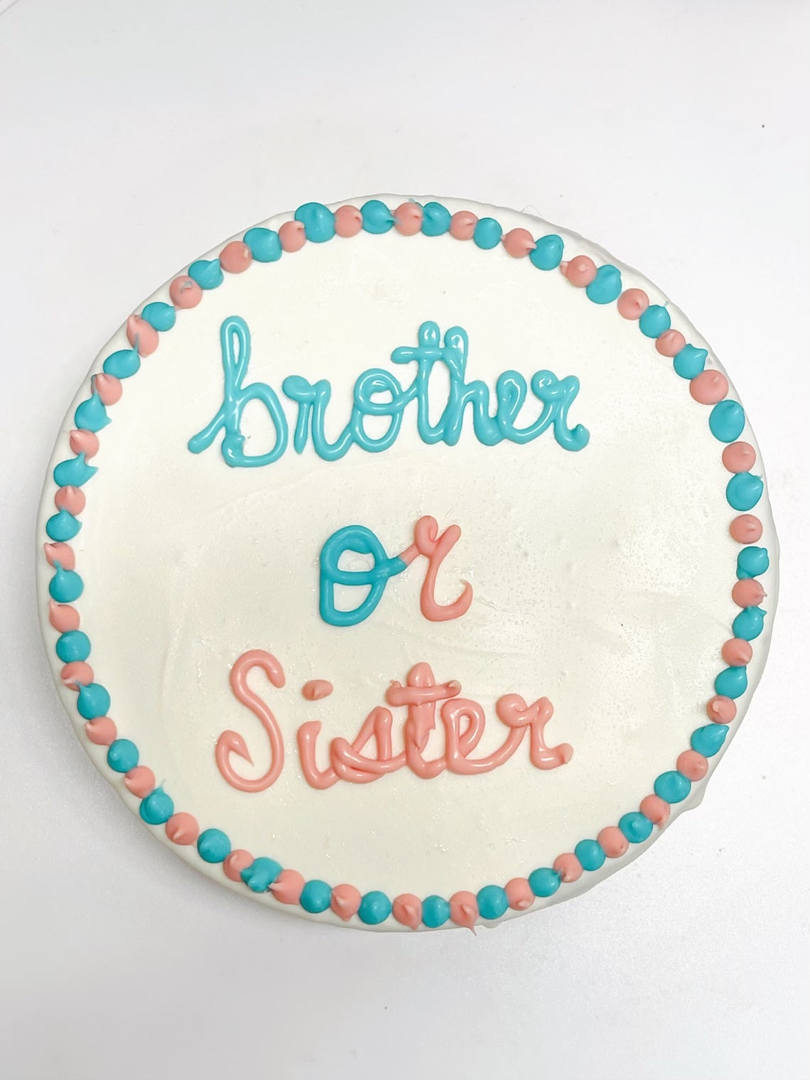 Gender Reveal Round Cake Pink & Blue only-Four Muddy Paws