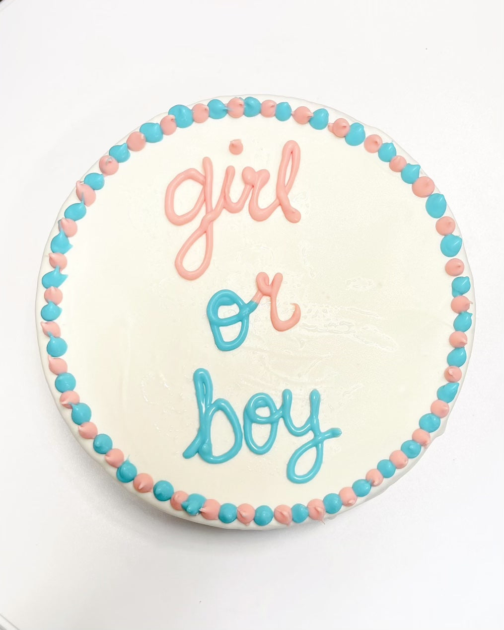 Gender Reveal Round Cake Pink & Blue only-Four Muddy Paws